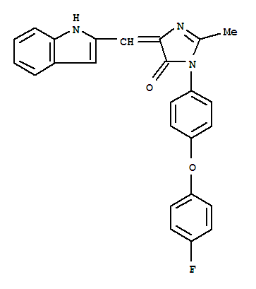 4H-Imidazol-4-one, 3-(4-(4-fluorophenoxy)phenyl)-3,5-dihydro-5-(1H-indol-2-ylmethylene)-2-methyl-