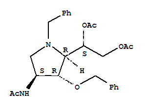 Acetamide, N-5-1,2-bis(acetyloxy)ethyl-4-(phenylmethoxy)-1-(phenylmethyl)-3-pyrrolidinyl-, 3S-3.alpha.,4.beta.,5.alpha.(R*)-