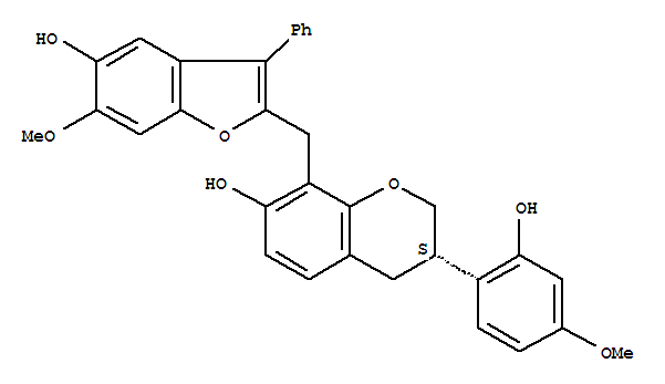 2H-1-Benzopyran-7-ol,3,4-dihydro-3-(2-hydroxy-4-methoxyphenyl)-8-[(5-hydroxy-6-methoxy-3-phenyl-2-benzofuranyl)methyl]-,(S)-