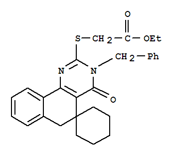 Acetic acid, ((4,6-dihydro-4-oxo-3-(phenylmethyl)spiro(benzo(h)quinazoline-5(3H),1'-cyclohexan)-2-yl)thio)-, ethyl ester