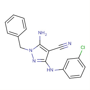 1H-Pyrazole-4-carbonitrile,5-amino-3-[(3-chlorophenyl)amino]-1-(phenylmethyl)-