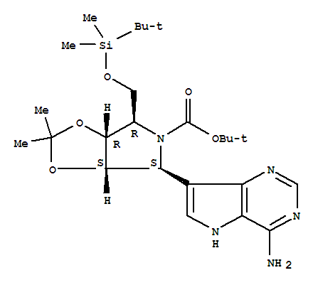 5H-1,3-Dioxolo4,5-cpyrrole-5-carboxylic acid, 4-(4-amino-5H-pyrrolo3,2-dpyrimidin-7-yl)-6-(1,1-dimethylethyl)dimethylsilyloxymethyltetrahydro-2,2-dimethyl-, 1,1-dimethylethyl ester, (3aS,4S,6R,6aR)-