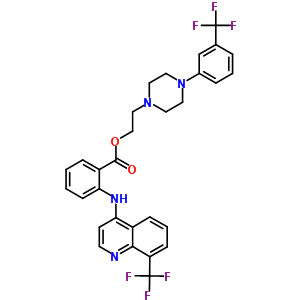 BENZOIC ACID 2-((8-(TRIFLUOROMETHYL)-4-QUINOLINYL)AMINO)-,2-(4-(3-(TRIFLUOROMETHYL)PHENYL)-(PIPERAZIN-1-YL))ETHYL ESTER