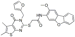 ACETAMIDE,2-[[3-(FURAN-2-YLMETHYL)-3,4-DIHYDRO-5,6-DIMETHYL-4-OXOTHIENO[2,3-D]PYRIMIDIN-2-YL]THIO]-N-(2-METHOXY-3-DIBENZOFURANYL)-