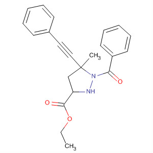 3-Pyrazolidinecarboxylic acid, 1-benzoyl-5-methyl-5-(phenylethynyl)-,ethyl ester