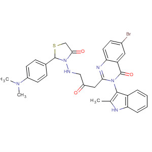 4(3H)-Quinazolinone,6-bromo-2-[3-[[2-[4-(dimethylamino)phenyl]-4-oxo-3-thiazolidinyl]amino]-2-oxopropyl]-3-(2-methyl-1H-indol-3-yl)-