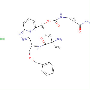 Carbamic acid, (2-amino-2-oxoethyl)methyl-,[3-[(1S)-1-[(2-amino-2-methyl-1-oxopropyl)amino]-2-(phenylmethoxy)ethyl]-1,2,4-triazolo[4,3-a]pyridin-5-yl]methyl ester, monohydrochloride