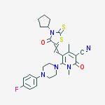 5-[(3-cyclopentyl-4-oxo-2-sulfanylidene-1,3-thiazolidin-5-ylidene)methyl]-6-[4-(4-fluorophenyl)piperazin-1-yl]-1,4-dimethyl-2-oxopyridine-3-carbonitrile
