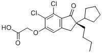 R(+)-Butylindazone,  R-(+)-[(2-n-Butyl-6,7-dichloro-2-cyclopentyl-2,3-dihydro-1-oxo-1H-inden-5-yl)oxy]acetic  acid