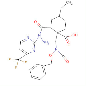 Cyclohexanecarboxylic acid,4-ethyl-1-[[formyl(phenylmethoxy)amino]methyl]-,2-[4-(trifluoromethyl)-2-pyrimidinyl]hydrazide, cis-