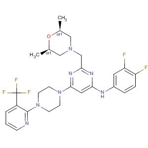 4-Pyrimidinamine,N-(3,4-difluorophenyl)-2-[[(2R,6S)-2,6-dimethyl-4-morpholinyl]methyl]-6-[4-[3-(trifluoromethyl)-2-pyridinyl]-1-piperazinyl]-, rel-