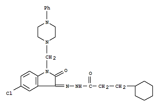 Cyclohexanepropanoic acid,2-[5-chloro-1,2-dihydro-2-oxo-1-[(4-phenyl-1-piperazinyl)methyl]-3H-indol-3-ylidene]hydrazide