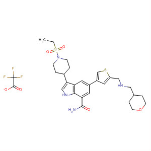 1H-Indole-7-carboxamide,3-[1-(ethylsulfonyl)-4-piperidinyl]-5-[5-[[[(tetrahydro-2H-pyran-4-yl)methyl]amino]methyl]-3-thienyl]-, 2,2,2-trifluoroacetate (1:1)