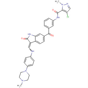 1H-Pyrazole-5-carboxamide,4-chloro-N-[3-[[2,3-dihydro-3-[[[4-(4-methyl-1-piperazinyl)phenyl]amino]methylene]-2-oxo-1H-indol-6-yl]carbonyl]phenyl]-1-methyl-