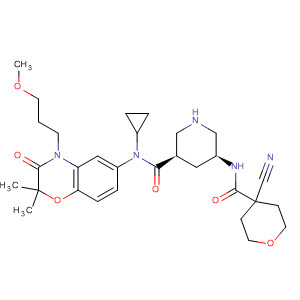 3-Piperidinecarboxamide,5-[[(4-cyanotetrahydro-2H-pyran-4-yl)carbonyl]amino]-N-cyclopropyl-N-[3,4-dihydro-4-(3-methoxypropyl)-2,2-dimethyl-3-oxo-2H-1,4-benzoxazin-6-yl]-, (3R,5S)-