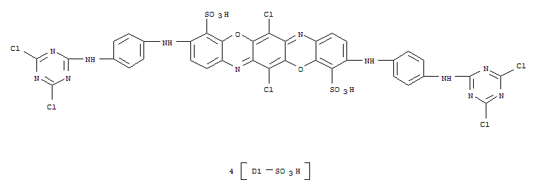6,13-Dichloro-3,10-bis((4-((4,6-dichloro-1,3,5-triazin-2-yl)amino)disulphophenyl)amino)triphenodioxazine-4,11-disulphonic acid