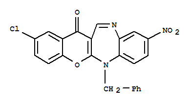 6-benzyl-2-chloro-9-nitrochromeno[2,3-b][1,5]benzodiazepin-13(6H)-one molecular structure