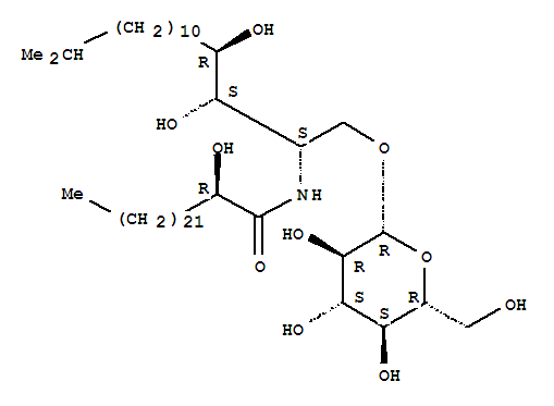 Tetracosanamide,N-[1-[(b-D-glucopyranosyloxy)methyl]-2,3-dihydroxy-14-methylpentadecyl]-2-hydroxy-,[1S-[1R*(S*),2R*,3S*]]- molecular structure