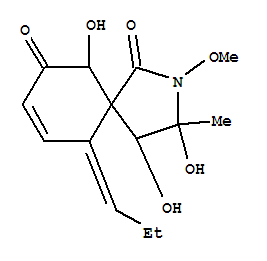 2-Azaspiro[4.5]dec-8-ene-1,7-dione,3,4,6-trihydroxy-2-methoxy-3-methyl-10-propylidene-, [3a,4a,5b(6S*,10Z)]- molecular structure
