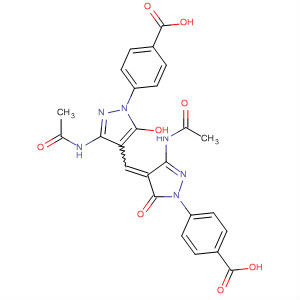 Benzoic acid,4-[3-(acetylamino)-4-[[3-(acetylamino)-1-(4-carboxyphenyl)-1,5-dihydro-5-oxo-4H-pyrazol-4-ylidene]methyl]-5-hydroxy-1H-pyrazol-1-yl]- molecular structure