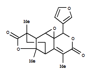 6,9-Ethano-2H,4H-furo[2,3-g]oxireno[i][2]benzopyran-4,8(9H)-dione,2-(3-furanyl)-6,6a,9a,9b-tetrahydro-5,6a,9-trimethyl-, (1aR*,2a,6a,6ab,9a,9ab,9ba)-(-)- molecular structure