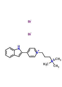 4-(1H-indol-2-yl)-1-[3-(trimethylammonio)propyl]pyridinium dibromide molecular structure