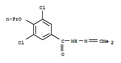 3,5-dichloro-N'-(propan-2-ylidene)-4-propoxybenzohydrazide molecular structure