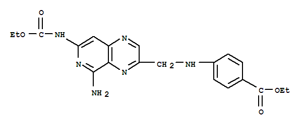 benzoic acid, 4-[[[5-amino-7-[(ethoxycarbonyl)amino]pyrido[3,4-b]pyrazin-3-yl]methyl]amino]-, ethyl ester molecular structure