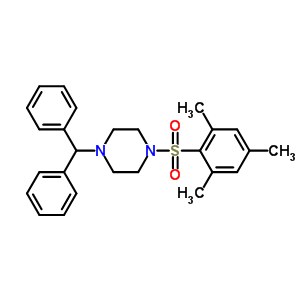 1-(diphenylmethyl)-4-[(2,4,6-trimethylphenyl)sulfonyl]piperazine molecular structure