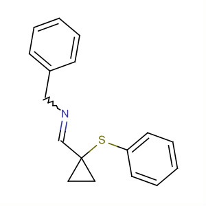 Benzenemethanamine, N-[[1-(phenylthio)cyclopropyl]methylene]- molecular structure