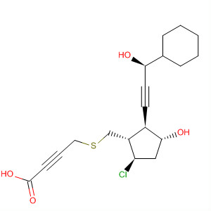 2-Butynoic acid,4-[[[(1S,2S,3R,5R)-5-chloro-2-[(3S)-3-cyclohexyl-3-hydroxy-1-propynyl]-3-hydroxycyclopentyl]methyl]thio]- molecular structure