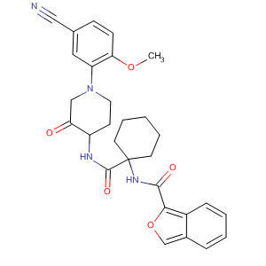 2-Benzofurancarboxamide,N-[1-[[[1-(5-cyano-2-methoxyphenyl)-3-oxo-4-piperidinyl]amino]carbonyl]cyclohexyl]- molecular structure