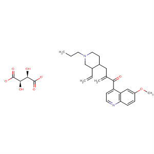 2-Propen-1-one,2-[(3-ethenyl-1-propyl-4-piperidinyl)methyl]-1-(6-methoxy-4-quinolinyl)-,(2R,3R)-2,3-dihydroxybutanedioate (1:1) molecular structure