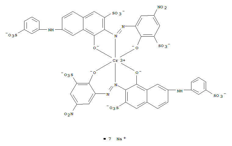 Chromate(7-), bis[4-hydroxy-3-[(2-hydroxy- 5-nitro-3-sulfophenyl)azo]-6-[(3-sulfophenyl)amino ]-2-naphthalenesulfonato(5-)]-, heptasodium