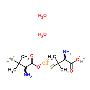 Copper;2-amino-3-methyl-3-sulfidobutanoate;hydron;dihydrate molecular structure