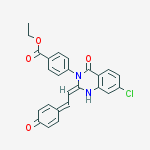Ethyl 4-[(2e)-7-chloro-4-oxo-2-[2-(4-oxocyclohexa-2,5-dien-1-ylidene)ethylidene]-1h-quinazolin-3-yl]benzoate molecular structure