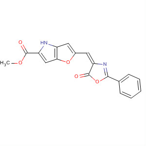 4H-Furo[3,2-b]pyrrole-5-carboxylic acid,2-[(E)-(5-oxo-2-phenyl-4(5H)-oxazolylidene)methyl]-, methyl ester molecular structure
