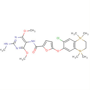 2-Furancarboxamide,5-[(7-chloro-1,2,3,4-tetrahydro-1,1,4,4-tetramethyl-1,4-disilanaphthalen-6-yl)oxy]-N-[4,6-dimethoxy-2-(methylamino)-5-pyrimidinyl]- molecular structure