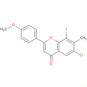 4H-1-Benzopyran-4-one,6-chloro-8-iodo-2-(4-methoxyphenyl)-7-methyl- molecular structure