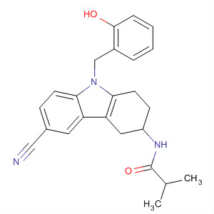 Propanamide,N-[6-cyano-2,3,4,9-tetrahydro-9-[(2-hydroxyphenyl)methyl]-1H-carbazol-3-yl]-2-methyl- molecular structure