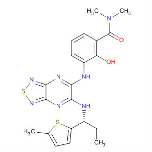 Benzamide,2-hydroxy-N,N-dimethyl-3-[[6-[[(1R)-1-(5-methyl-2-thienyl)propyl]amino][1,2,5]thiadiazolo[3,4-b]pyrazin-5-yl]amino]- molecular structure