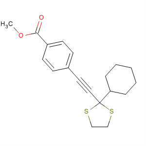 Benzoic acid, 4-[2-(2-cyclohexyl-1,3-dithiolan-2-yl)ethynyl]-, methyl ester molecular structure