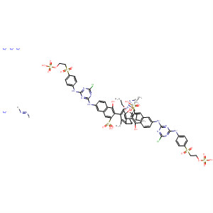 2-Naphthalenesulfonic acid,3,3'-[(5,5'-diethoxy-2,2'-dimethyl[1,1'-biphenyl]-4,4'-diyl)bis(2,1-diazenediyl)]bis[7-[[4-chloro-6-[[4-[[2-(sulfooxy)ethyl]sulfonyl]phenyl]amino]-1,3,5-triazin-2-yl]amino]-4-hydroxy-, sodium salt (1:4) molecular structure