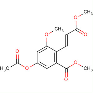 Benzoic acid,5-(acetyloxy)-3-methoxy-2-[(1E)-3-methoxy-3-oxo-1-propen-1-yl]-,methyl ester molecular structure