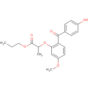 Propanoic acid, 2-[2-(4-hydroxybenzoyl)-5-methoxyphenoxy]-, propylester, (2R)- molecular structure